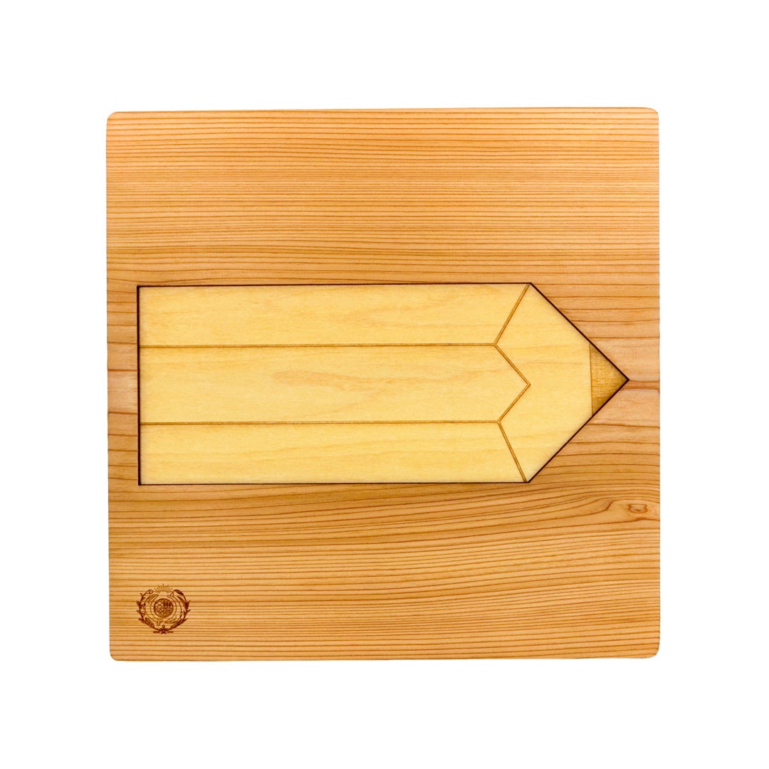 ヒノキのタングラム パズル土台(単品) えんぴつ